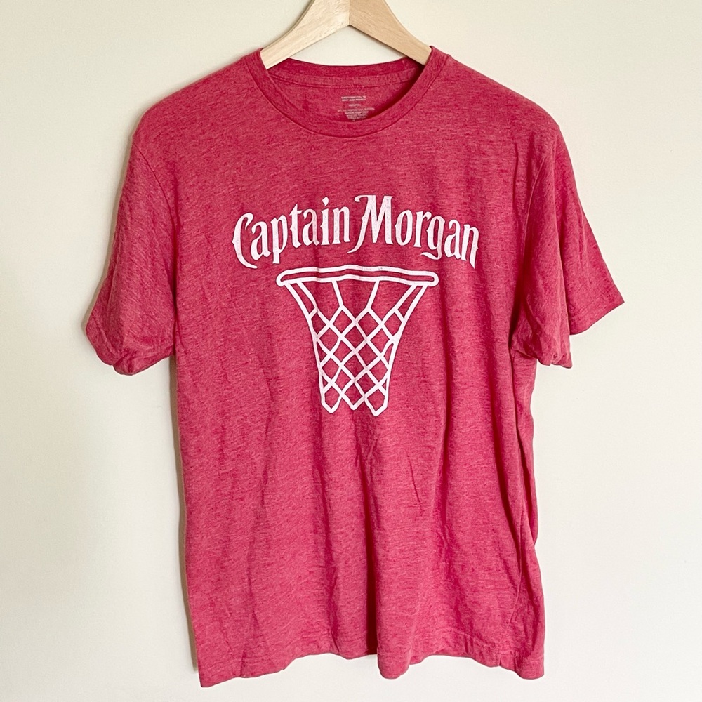 Captain Morgan Basketball Net Red T Shirt Tee Men’s Size Large Spiced Rum